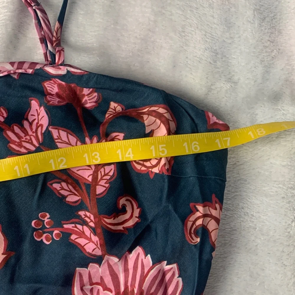 Farm Rio size medium new Blue flower delicacy Paisley slip dress floral pink - Picture 6 of 12